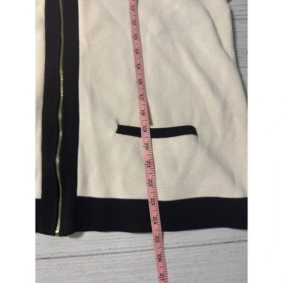 TALBOTS WOMAN Sz 2X Zip Front Cardigan‎ Sweater Black Ivory Preppy Business - Picture 4 of 7